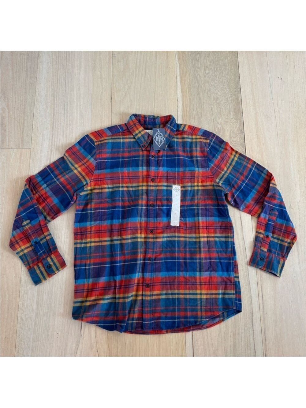 St. John’s Bay Red Multi Color Casual Button Down Shirt Size Large NWT